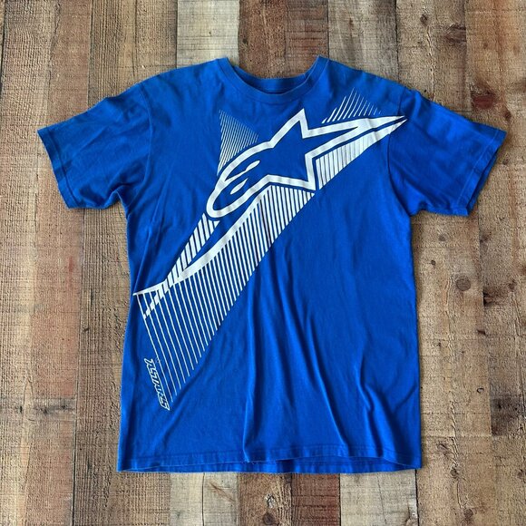 Alpinestars Blue Graphic T-Shirt Medium Classic Fit Cotton Casual Wear Mens Appa - Picture 1 of 5